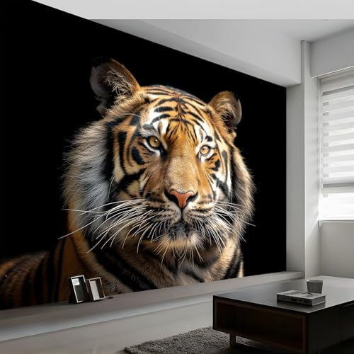 Photo Wallpaper Tiger Tiger Stripes, Animal Portrait Photography Wall Mural Photo Wallpaper, for Living Room Bedroom & Children's Room Wall Decor, 250 x 175 cm (WxH) Art Photo Wallpaper 3D Effect