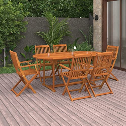 Rantry Gartenmöbel-Set, Esstisch-Set für den Garten, 7-teilig, 180 x 90 x 75 cm, Massivholz, Akazienholz, Gartenmöbel, Tisch und Stühle für den Außenbereich, Set