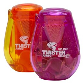 Twister Anspitzer – 2 mal schneller mit Behälter und Ratschenmechanismus von Office Box (Pack 2, Jumbo)