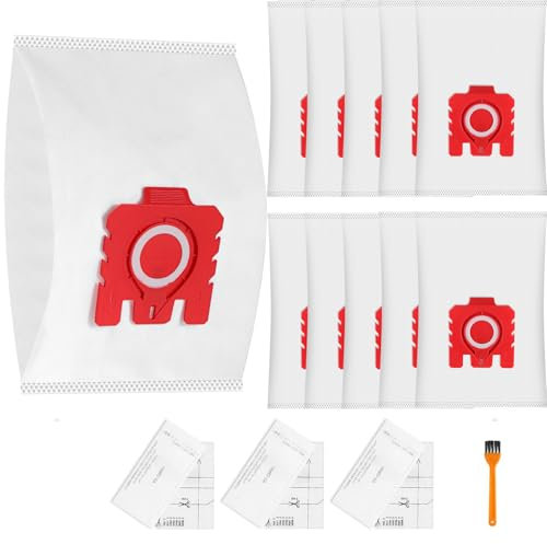 10 Bolsas para Polvo 3D para Miele Hyclean Pure FJM Bolsa Recogepolvo, Complete C1, Compact C1, Compact C2, S6 y S4 Serie Aspiradora con 3 Filtros de Motor, 3 Filtros de Escape 9917710