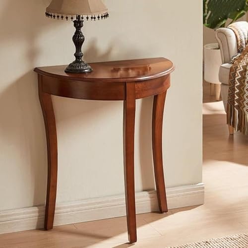 Table console demi-lune en bois massif, meuble d'entrée traditionnel vintage pour couloir et salon