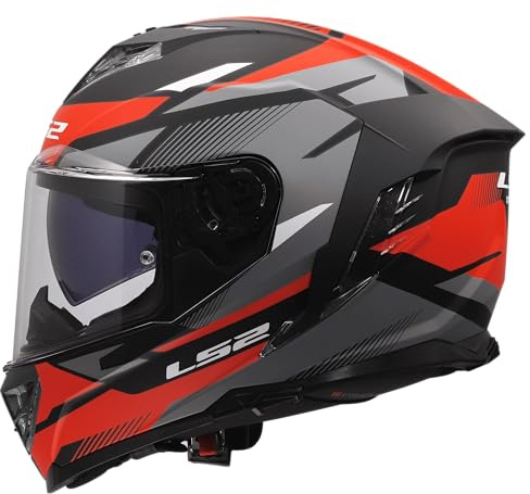 LS2, Integraler Motorradhelm STORM III KOMAI Black Red, 3XL