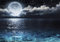 decomonkey Fototapete Vollmond 400x280 cm XXL Design Tapete Fototapeten Vlies Tapeten Vliestapete Wandtapete moderne Wand Schlafzimmer Wohnzimmer Landschaft Nacht Meer