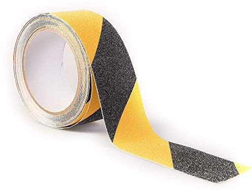 Gocableties Premium Anti-Rutsch-Klebeband, 5 m x 50 mm, schwarz/gelb Gefahrenmarkierungsband, Premium Schleifmittel Rolle