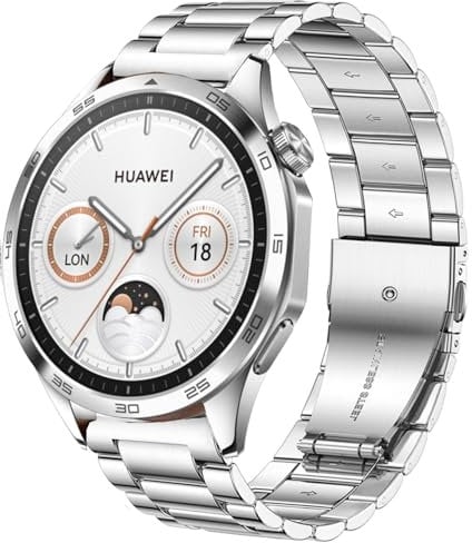DEALELE Armband Kompatibel mit Samsung Galaxy Watch 46mm / Galaxy 3 45mm / Huawei Watch GT5 / GT5 Pro 46mm / 4/4 pro / 3/3 Pro / GT4 / GT3 46mm, 22mm Edelstahl Metall Armbänder, Silber
