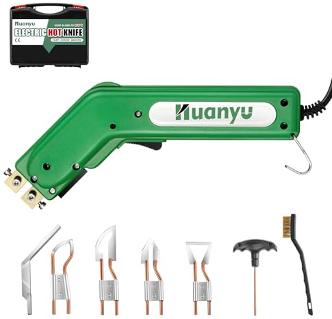 Huanyu LH8 Electric Heat Hot Cutter Knife Cutting Tool 600° C for Sponge Wallcloth Cloth Rope Webbing Foam (110V, 100W+4 Blades)