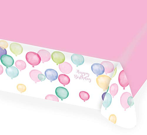 Amscan 9903733 - Tischdecke Happy Birthday Pastel Papier115 x 175 cm, Geschirr