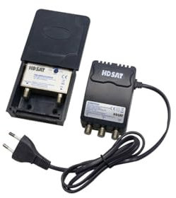 HDSAT - Kit preamplificador de mate, 5G, TNT UHF + Alim 12 V, 2 salidas – Ganancia 38 dB ajustable – Amplificat