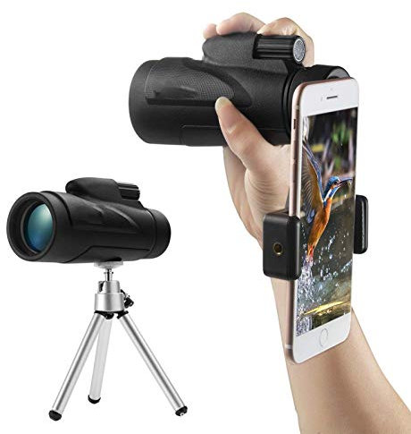 FOGUO Monokulare Teleskope, 40X60 High Power HD Monokular, Wasserdichtes Stoßfestes Hd-teleskop, mit Stativ + Handy-Clip, für Vogelbeobachtung, Fußballspiele