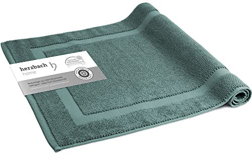 herzbach home Badvorleger 100% Baumwolle | Duschvorleger | 1.000 g/m² | Saugfähig | Waschbar (Ozeangrün, 50 x 80 cm)
