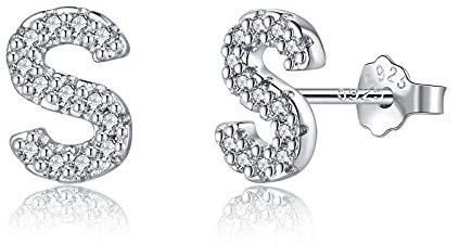Buchstabe Ohrringe Silber 925, Initiale S Kleine Ohrringe für Mädchen Damen Geburtstag