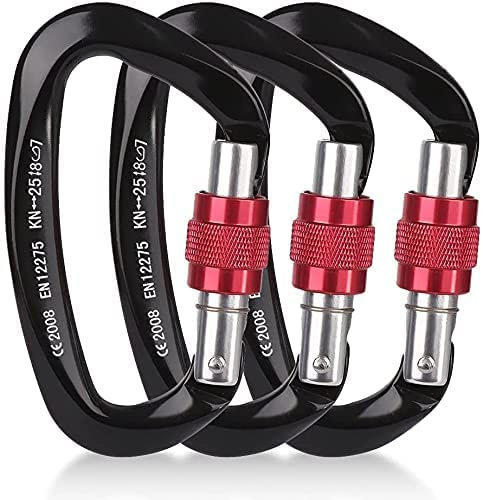 Kletterkarabiner Karabinerhaken, karabiner mit schraubverschluss Kletterausrüstung 25KN Auto Locking Klettern Clips Sicherheitskarabiner for Bandschlinge, Retten, Schaukel, Hängematte, Absei