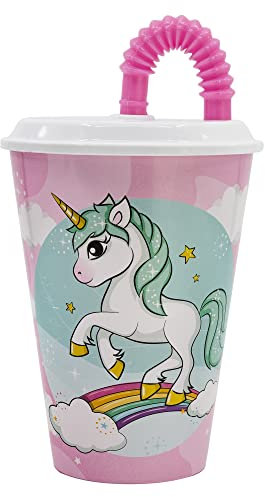 GOBELET RÉUTILISABLE POUR ENFANTS AVEC PAILLE EN PLASTIQUE SANS BPA 430 ML | UNICORN RANGE
