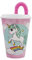 430 ml Einhörner - Regenbogen Mehrwegbecher für Kinder mit Deckel und Strohhalm - Regenbogen
