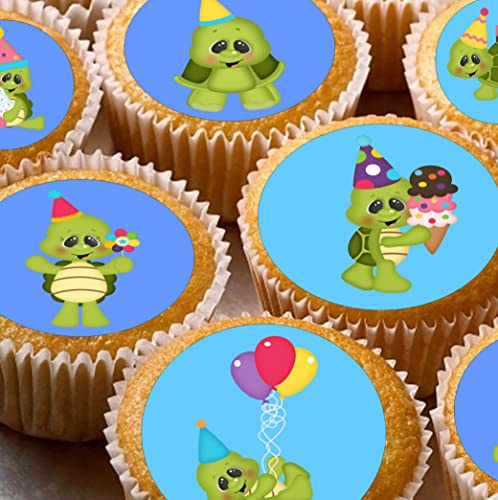 24 edible PRE CUT Turtles turtle tortoise birthday kids childrens party decorations Wafer Paper Cupcake Topper Cake