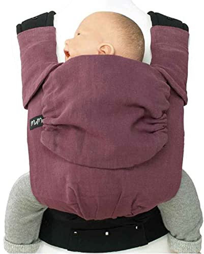 MamaMotion MaMo Babytrage – Halfbuckle Tragehilfe – gepolsterte Schulterträger für Neugeborene ab Geburt von 50 – 86 cm -ergonomische Sitzhaltung –Bauchtrage –Hüfttrage -Rückentrage (Veilchen)