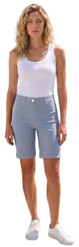 Roman Stretch Shorts for Women UK Ladies Pull On Turned Hem Cut Off Bengaline Mom Boyfriend Boy Denim Casual Cropped Pants Capri Slim Fit Turn Up Summer Crops Mother