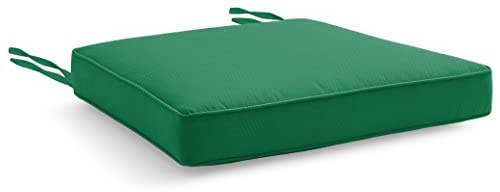 Water Resistant Chair Cushions with Ties for Indoor and Outdoor Use - Patio Furniture Seat Pads with Durable Polyester Fabric - Ideal for Dining, Lawn, Garden, Coffee Shop (44 x 50 x 5cm, Dark Green)