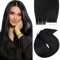 Elailite Echthaar Extensions Tape in #1 Schwarz 20 stück Invisible Kleber Haarverlängerung Klebestreifen Real Human Hair 40cm 30g