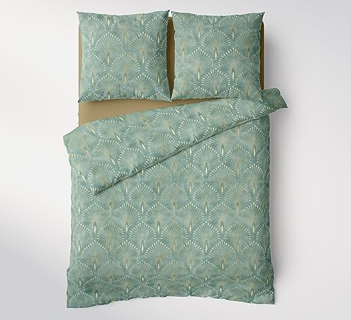 Bettwaesche-mit-Stil Mako Satin Bettwäsche orientalische Ornamente Mint/Gold (Kissenbezug 40x80)