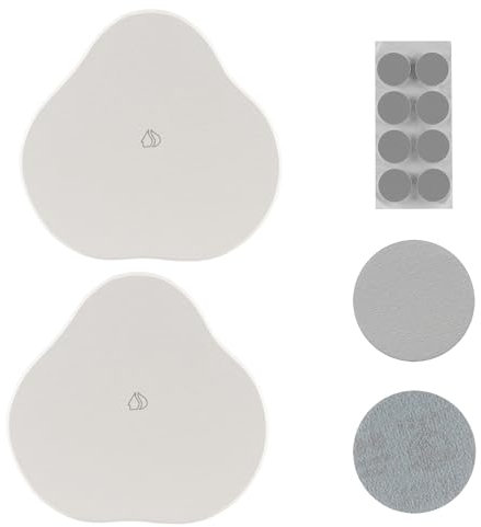 Navaris Diatomaceous Earth Tray Small Set - Trays for Kitchen Soap Bathroom Sink - Water Absorbent Diatomite Pads - Stone Coaster Quick Dry - White