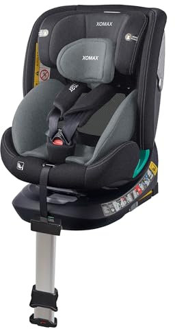 XOMAX G409 Kindersitz drehbar 360°, Standfuß, ISOFIX I mitwachsend I 0-36 kg, 0-12 Jahre, Gruppe 0+/1/2/3, 5-Punkt-Gurt, 3-Punkt-Gurt I Bezug waschbar I ECE R129