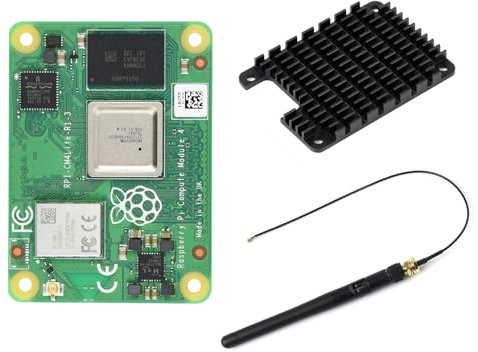 Waveshare Pi Compute Module 4 Comes with an Official Raspberry Pi CM4104000 (with Wireless, 4GB RAM, Lite Version), an Antenna Kit and a HEATSINK. (3 Items)