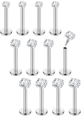 Chriscoco 16G 12Pcs Helix Piercings Chirurgenstahl piercing ohr conch piercing Nasenpiercing Tragus Piercing lippenpiercing labret piercing Studs 8mm für Frauen Männer