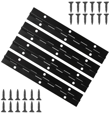 Alnicov 5 pièces charnières de Piano en Acier Inoxydable avec vis de Montage charnière de Piano avec Trous pour Porte d'armoire de Piano fenêtre Bateau