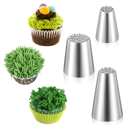 3 Pcs Piping Nozzle, Seamless Grass Tip Piping Nozzle for Cake Decorating Stainless Steel Grass Icing Tips for DIY Cake Decorating Baking Cookie Cream Cupcake