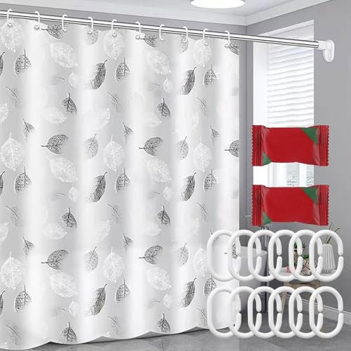 Tenda Vasca da Bagno,Tenda Doccia Tessuto, Antimuffa, Bagno Impermeabile, Tende Doccia Lavabile, Adatto a Famiglie, Hotel, Modello di Foglie,120 * 200cm
