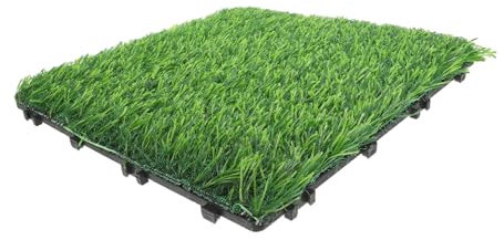 KONTONTY Pelouse Artificielle Tapis D'herbe Réaliste Tapis De Gazon Artificiel Extérieur Dalles De Gazon Pour Terrasse Décoration De Fausse Herbe Tuiles D'herbe De Jardin Plastique Vert