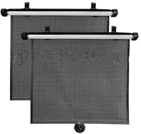Sonnenschutz Auto 2-teiliger Sonnenschutzrollo Für Seitenfenster 15 Zoll Seitenfensterabdeckung Mit Saugnapf Mesh Sommer-Wärmedämmglas