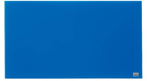 Nobo Glas Magnet-Whiteboard mit herausnehmbarem Stiftehalter, 680 x 380 mm, InvisaMount Befestigungssystem, Impression Pro, Blau, 1905187