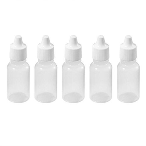 Lot de 5 flacons compressibles vides, en plastique blanc, compte-gouttes, idéal pour sérum physiologique