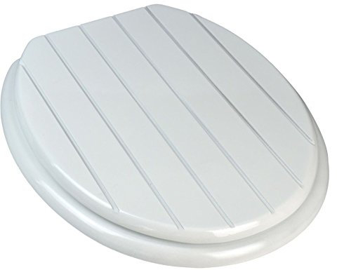 18 INCH Bathroom White Tongue and Groove Wooden Toilet SEAT (White)