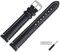 MARBURGER Uhrenarmband 20mm Leder Schwarz Silber XL Hai Prägung Mit Naht - Montage Set 6822010000120
