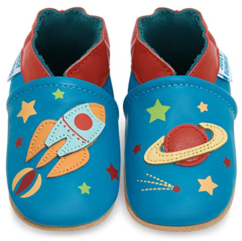 Scarpe Bambino - Scarpe Neonato in Morbida Pelle - Scarpine Neonato Primi Passi - Astronave - 12-18 Mesi