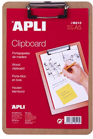 Apli 18213-Clipboard madera, Marrón, A5