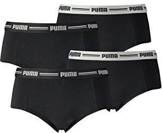 PUMA 4er Pack Iconic Mini Short Damen Panty Slip Shorty Unterwäsche Unterhose, Farbe:Schwarz, Bekleidungsgröße:XL