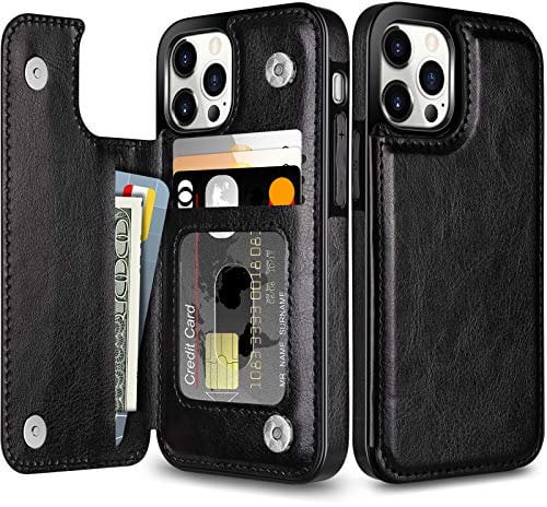 Coolden Compatible with iPhone 12 Pro Max Case Wallet Case Shockproof Case with Card Holder Flip Folio Soft PU Leather Magnetic Closure Protective Case Cover Compatible with iPhone 12 Pro Max (Black)