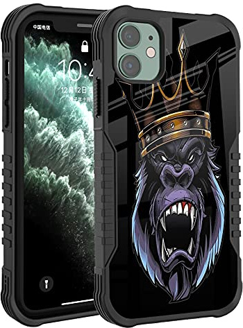 FJyuanqi Compatible with iPhone 11 2019 Case for Man Boys, The Fiery Gorilla King Design Heavy Duty Shockproof Bumper Protective Phone Cover Full Body Sturdy Anti-Scratch Armored for iPhone 11