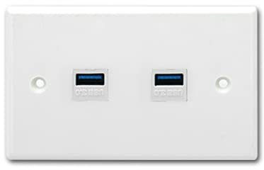 Halokny USB 3.0 Wall Plate,2 Port USB 3.0 Keystone Jack. USB 3.0 Female to Female Keystone.for Charging and Data Transfer, White(2Port USB 3.0)