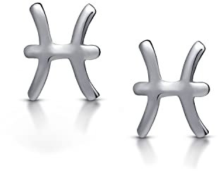 Amberta Damen Sternzeichen Ohrstecker aus 925 Sterling Silber: Fische