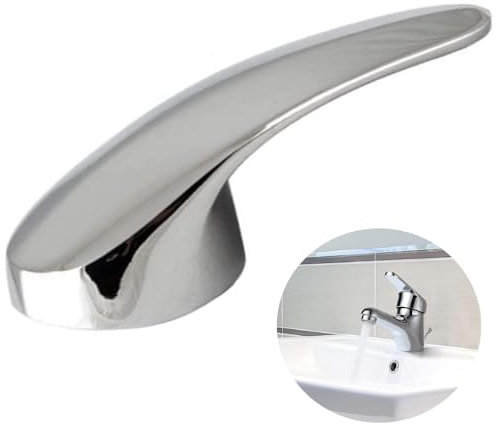 Ylinwtech Wasserhahn Griffhebel,Wasserhahn-Hebel,Hebelgriff für Einhebelmischer,mit Heiß- und Kalt-Farbtaste,Stellschraube,Universal-Ersatz-Metall-Hebelgriff,für Küche und Badezimmer(Silber)