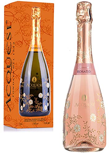 Spumante Brut Rosè Doc | Acquesi | Rosato Piemonte | Bollicine Italiane | Aperitivo | Bottiglia Astucciata 75cl | Idea Regalo