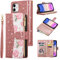 UEEBAI Wallet Case for iPhone 11 6.1 inch, Glitter PU Leather Magnetic Closure Handbag Zipper Pocket Case Kickstand Card Holder Slots with Wrist Strap TPU Shockproof Flip Cover - Bling Rose Gold