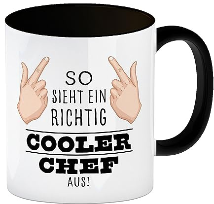 So sieht ein richtig cooler Chef aus Kaffeebecher Schwarz für die Arbeit