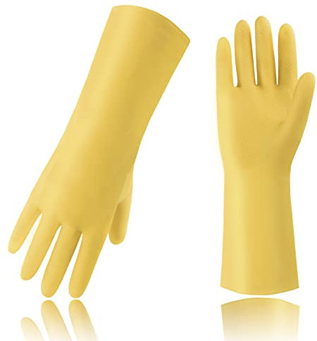 ANDANDA Arbeitshandschuhe, chemikalienbeständig, rutschfest, Schutzhandschuhe, säure- und ölbeständig, Gummi, weich und bequem, L, 5 Paar