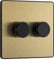 BG Electrical Intelligent Double Wall Dimmer Switch, 2 Way, Screwless Front Plate, Evolve, Satin Brass, 200W, PCDSB82B